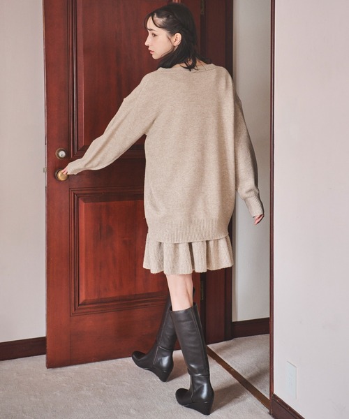 31 Sons de mode（トランテアン　ソン　ドゥ　モード）の「ロングカーデセットミニワンピース（ワンピース・レディース・ライトグレー/キャメル/ラベンダー/オフホワイト・フリー）」の19枚目の写真