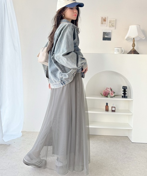 classicalelf（クラシカルエルフ）の「優雅さ際立つ主役級。大人のマーメイドダブルチュールスカート（ロング丈）（スカート・レディース・グレー/モカ/アイボリー/ブラック・X-LARGE/SMALL/MEDIUM/LARGE）」の3枚目の写真