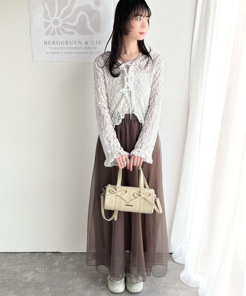 classicalelf（クラシカルエルフ）の「優雅さ際立つ主役級。大人のマーメイドダブルチュールスカート（ロング丈）（スカート・レディース・グレー/モカ/アイボリー/ブラック・X-LARGE/SMALL/MEDIUM/LARGE）」の9枚目の写真