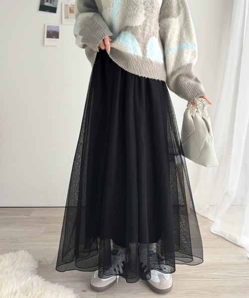 classicalelf（クラシカルエルフ）の「優雅さ際立つ主役級。大人のマーメイドダブルチュールスカート（ロング丈）（スカート・レディース・グレー/モカ/アイボリー/ブラック・X-LARGE/SMALL/MEDIUM/LARGE）」の10枚目の写真