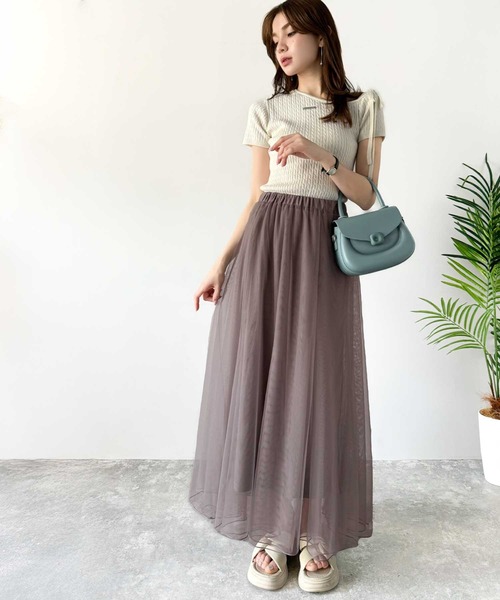 classicalelf（クラシカルエルフ）の「優雅さ際立つ主役級。大人のマーメイドダブルチュールスカート（ロング丈）（スカート・レディース・グレー/モカ/アイボリー/ブラック・X-LARGE/SMALL/MEDIUM/LARGE）」の13枚目の写真