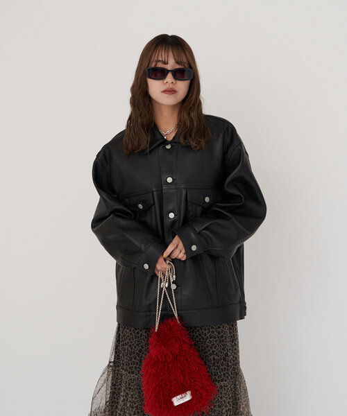 CIAOPANIC(チャオパニック)の「【RAXA/ラシャ】レザーGジャン(ブルゾン・レディース・ブラック・MEDIUM/LARGE)」の10枚目の写真