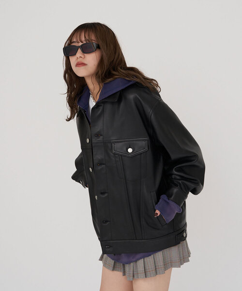 CIAOPANIC(チャオパニック)の「【RAXA/ラシャ】レザーGジャン(ブルゾン・レディース・ブラック・MEDIUM/LARGE)」の14枚目の写真