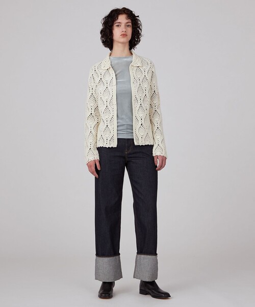 完売　searoomlynn  クロシェマカオカラーシャツ　カーディガン SeaRoomlynn - クロシェマオカラーシャツ ナチュラルの通販 by