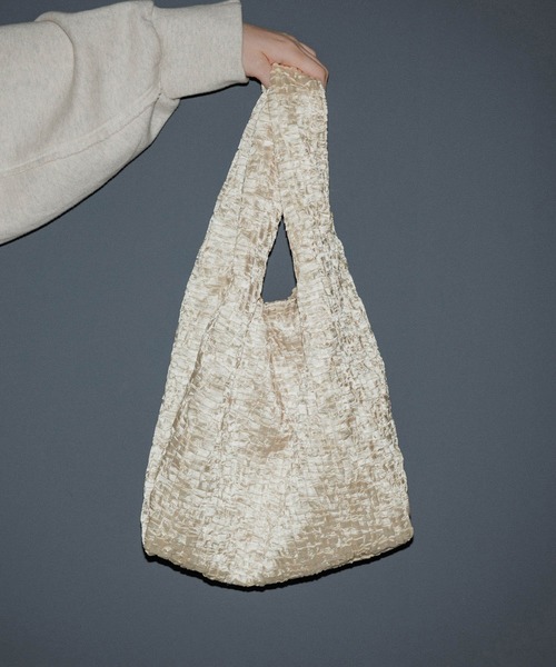 【セール】【サステナブル】タックサテンミドルバッグ（ハンドバッグ）｜ADAM ET ROPE'（アダムエロペ）