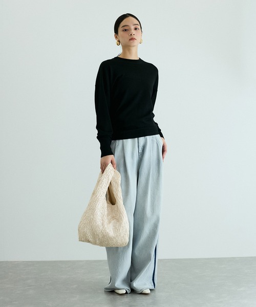 【セール】【サステナブル】タックサテンミドルバッグ（ハンドバッグ）｜ADAM ET ROPE'（アダムエロペ）