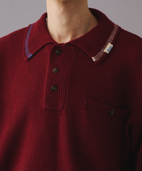 【完売品】nothommeblue ニットポロ　maroon 完売品】nothommeblue ニットポロ maroon 完売品】nothommeblue