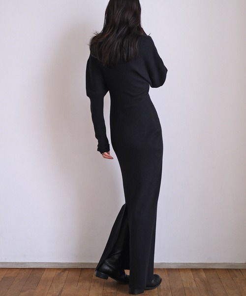 セール】ドルマンスリーブヘンリーネックニットワンピース（ワンピース