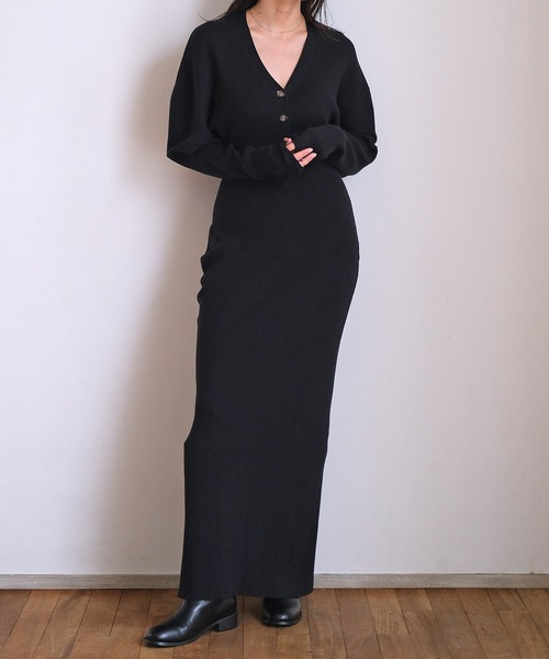 セール】ドルマンスリーブヘンリーネックニットワンピース（ワンピース