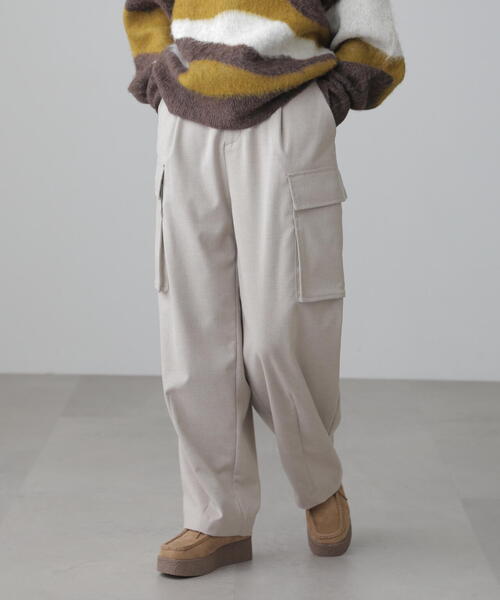 FREE'S MART（フリーズマート）の「◆ウールライクカーゴワイドパンツ（カーゴパンツ・レディース・ホワイト/グレー・SMALL/MEDIUM）」の12枚目の写真