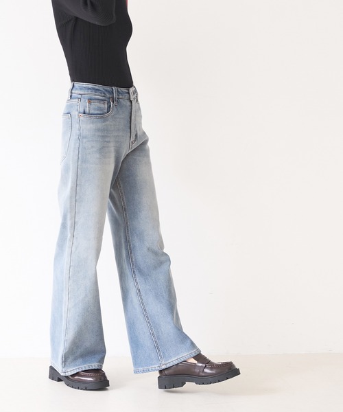 coca(coca)(コカ)の「【DAILY WARM】裏起毛デニムワイドパンツ(デニムパンツ・レディース・ライトブルー/ブルー/ブラック・M/L/S/XS/XL/2XL)」の5枚目の写真