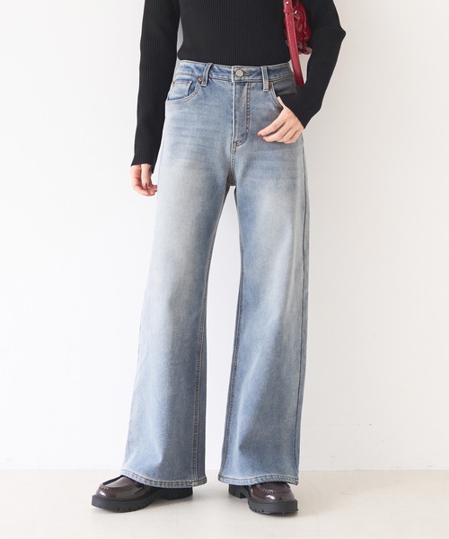 coca(coca)(コカ)の「【DAILY WARM】裏起毛デニムワイドパンツ(デニムパンツ・レディース・ライトブルー/ブルー/ブラック・M/L/S/XS/XL/2XL)」の7枚目の写真