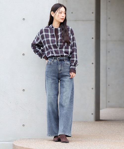 coca(coca)(コカ)の「【DAILY WARM】裏起毛デニムワイドパンツ(デニムパンツ・レディース・ライトブルー/ブルー/ブラック・M/L/S/XS/XL/2XL)」の22枚目の写真