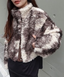 CORNERS | ニュアンス柄プードルボアクロップドジャケット(ブルゾン)