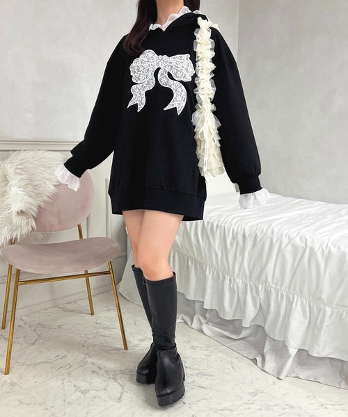 apres jour（アプレジュール）の「レースリボンスウェット【ZOZOTOWN限定アイテム】（パーカー・レディース・グレー/ブラック・フリー/X-LARGE）」の7枚目の写真