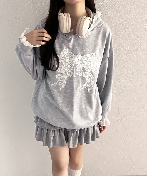 apres jour（アプレジュール）の「レースリボンスウェット【ZOZOTOWN限定アイテム】（パーカー・レディース・グレー/ブラック・フリー/X-LARGE）」の11枚目の写真
