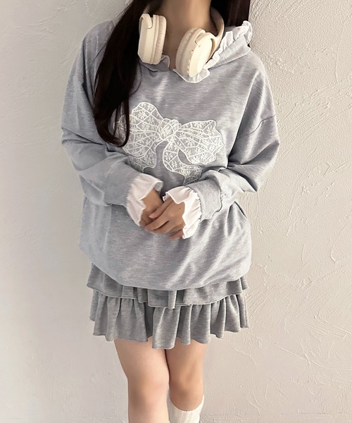 apres jour（アプレジュール）の「レースリボンスウェット【ZOZOTOWN限定アイテム】（パーカー・レディース・グレー/ブラック・フリー/X-LARGE）」の12枚目の写真