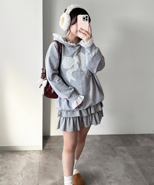 apres jour（アプレジュール）の「レースリボンスウェット【ZOZOTOWN限定アイテム】（パーカー・レディース・グレー/ブラック・フリー/X-LARGE）」の18枚目の写真