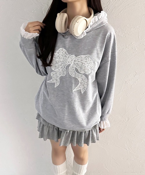 apres jour（アプレジュール）の「レースリボンスウェット【ZOZOTOWN限定アイテム】（パーカー・レディース・グレー/ブラック・フリー/X-LARGE）」の15枚目の写真