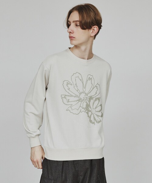 tk.TAKEO KIKUCHI（ティーケータケオキクチ）の「裏毛フラワースウェット（Tシャツ/カットソー・メンズ・チャコールグレー/ベージュ/グレー系4・02/03/04）」の3枚目の写真