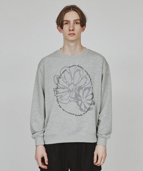 tk.TAKEO KIKUCHI（ティーケータケオキクチ）の「裏毛フラワースウェット（Tシャツ/カットソー・メンズ・チャコールグレー/ベージュ/グレー系4・02/03/04）」の4枚目の写真
