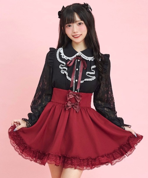 Secret Honey（シークレットハニー）の「ホースヘアスカパン（スカート・レディース・ブラック/ワインレッド・MEDIUM）」の4枚目の写真