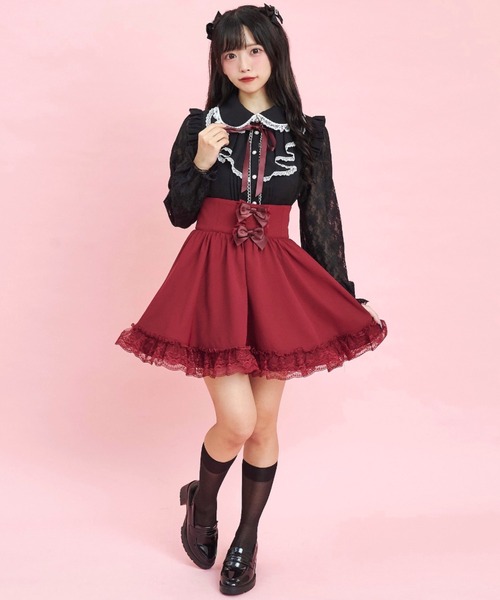 Secret Honey（シークレットハニー）の「ホースヘアスカパン（スカート・レディース・ブラック/ワインレッド・MEDIUM）」の3枚目の写真