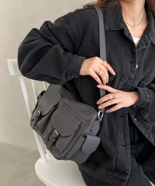 MYMOOD.(マイムード)の「大容量 ダブルポケットPUショルダーバッグ ユニセックス(ショルダーバッグ・レディース・ブラウン/ベージュ/ブラック/グレー・FREE)」の21枚目の写真