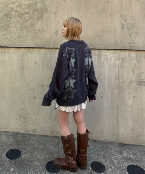 ※9/29まで値下げ※Rhinestone Knit Ensemble セール】GEOMETRIC GLITTER KNIT TOP（ニット/セーター）｜Ameri
