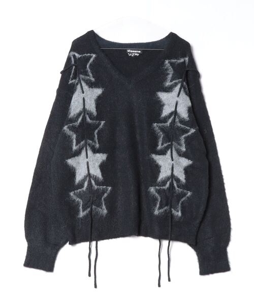 ※9/29まで値下げ※Rhinestone Knit Ensemble セール】String star argyle knit（ニット/セーター）｜shesame