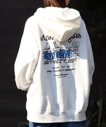 【Mark Gonzales/マーク ゴンザレス】裏起毛 アートワークデザイン オーバーサイズ プルオーバーパーカー