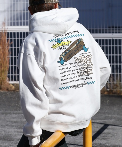 Mark Gonzales（マーク・ゴンザレス）の「【Mark Gonzales/マーク ゴンザレス】裏起毛 アートワークデザイン オーバーサイズ プルオーバーパーカー（パーカー・メンズ・ホワイト系1/ホワイト系2/ホワイト系3/ホワイト系4/ホワイト系5/ブラック系1/ブラック系2/ブラック系3/ブラック系4/ブラック系5/グレー系1/グレー系2/グレー系3/グレー系4/グレー系5・M/L/XL）」の6枚目の写真