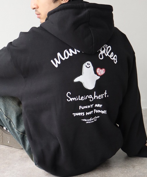 Mark Gonzales（マーク・ゴンザレス）の「【Mark Gonzales/マーク ゴンザレス】裏起毛 アートワークデザイン オーバーサイズ プルオーバーパーカー（パーカー・メンズ・ホワイト系1/ホワイト系2/ホワイト系3/ホワイト系4/ホワイト系5/ブラック系1/ブラック系2/ブラック系3/ブラック系4/ブラック系5/グレー系1/グレー系2/グレー系3/グレー系4/グレー系5・M/L/XL）」の8枚目の写真