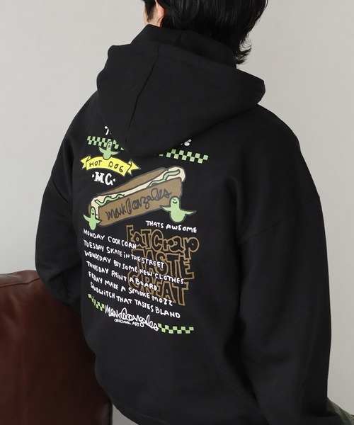 Mark Gonzales（マーク・ゴンザレス）の「【Mark Gonzales/マーク ゴンザレス】裏起毛 アートワークデザイン オーバーサイズ プルオーバーパーカー（パーカー・メンズ・ホワイト系1/ホワイト系2/ホワイト系3/ホワイト系4/ホワイト系5/ブラック系1/ブラック系2/ブラック系3/ブラック系4/ブラック系5/グレー系1/グレー系2/グレー系3/グレー系4/グレー系5・M/L/XL）」の10枚目の写真