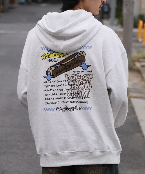Mark Gonzales（マーク・ゴンザレス）の「【Mark Gonzales/マーク ゴンザレス】裏起毛 アートワークデザイン オーバーサイズ プルオーバーパーカー（パーカー・メンズ・ホワイト系1/ホワイト系2/ホワイト系3/ホワイト系4/ホワイト系5/ブラック系1/ブラック系2/ブラック系3/ブラック系4/ブラック系5/グレー系1/グレー系2/グレー系3/グレー系4/グレー系5・M/L/XL）」の15枚目の写真