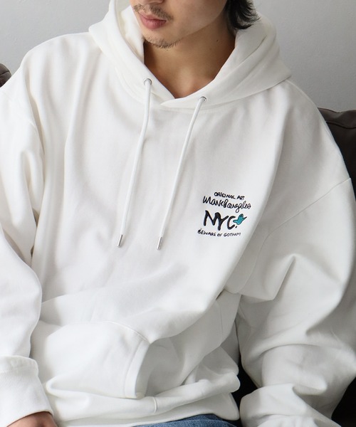 Mark Gonzales（マーク・ゴンザレス）の「【Mark Gonzales/マーク ゴンザレス】裏起毛 アートワークデザイン オーバーサイズ プルオーバーパーカー（パーカー・メンズ・ホワイト系1/ホワイト系2/ホワイト系3/ホワイト系4/ホワイト系5/ブラック系1/ブラック系2/ブラック系3/ブラック系4/ブラック系5/グレー系1/グレー系2/グレー系3/グレー系4/グレー系5・M/L/XL）」の16枚目の写真
