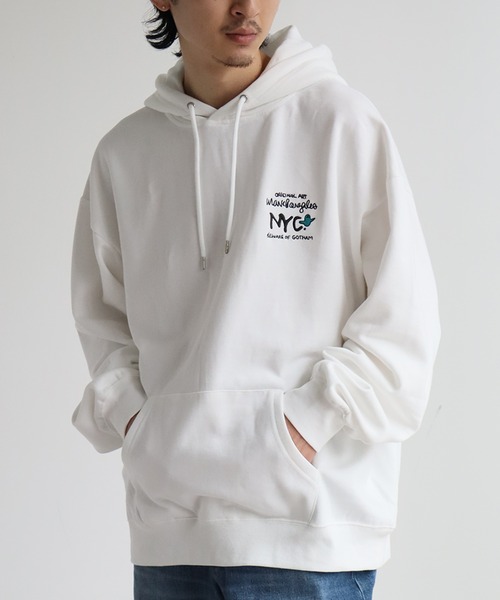 Mark Gonzales（マーク・ゴンザレス）の「【Mark Gonzales/マーク ゴンザレス】裏起毛 アートワークデザイン オーバーサイズ プルオーバーパーカー（パーカー・メンズ・ホワイト系1/ホワイト系2/ホワイト系3/ホワイト系4/ホワイト系5/ブラック系1/ブラック系2/ブラック系3/ブラック系4/ブラック系5/グレー系1/グレー系2/グレー系3/グレー系4/グレー系5・M/L/XL）」の18枚目の写真