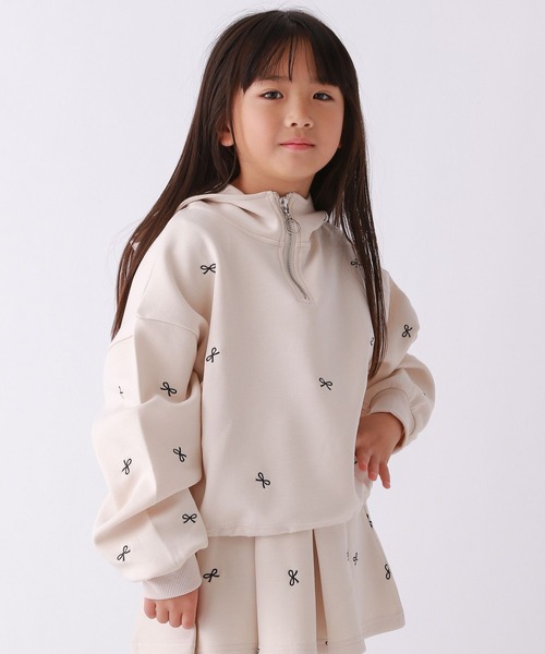 10C REPIPI(ジューシーレピピ)の「【10C REPIPI】ソウガラハーフZIPパーカー(パーカー・キッズ・グレー/サックスブルー/アイボリー・110cm/130cm/120cm)」の1枚目の写真