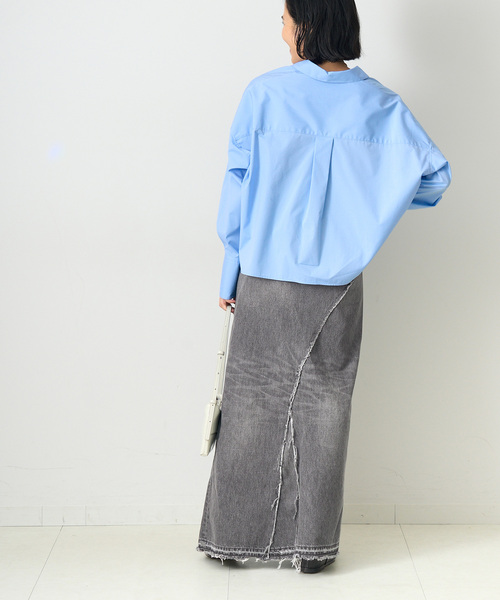 Bonum(ボナム)の「ブラックデニムラップスカート(デニムスカート・レディース・チャコールグレー・FREE)」の6枚目の写真