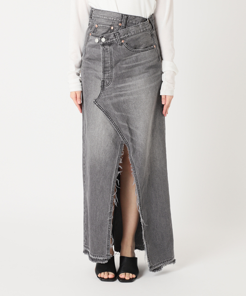 Bonum(ボナム)の「ブラックデニムラップスカート(デニムスカート・レディース・チャコールグレー・FREE)」の9枚目の写真