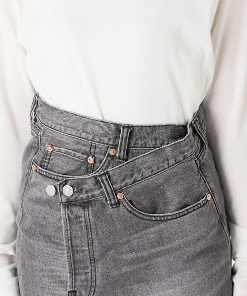 Bonum(ボナム)の「ブラックデニムラップスカート(デニムスカート・レディース・チャコールグレー・FREE)」の12枚目の写真