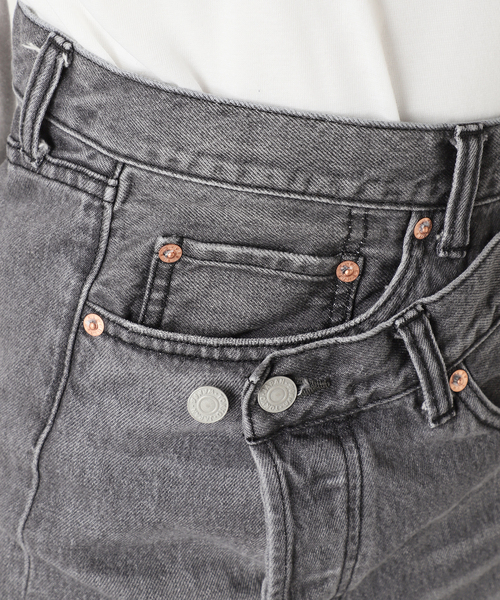 Bonum(ボナム)の「ブラックデニムラップスカート(デニムスカート・レディース・チャコールグレー・FREE)」の17枚目の写真