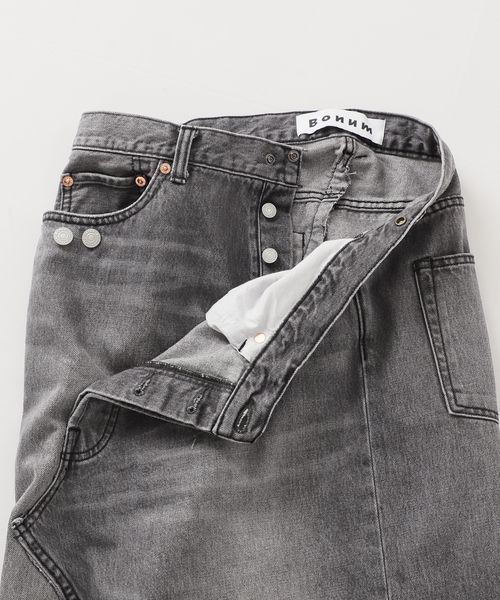 Bonum(ボナム)の「ブラックデニムラップスカート(デニムスカート・レディース・チャコールグレー・FREE)」の19枚目の写真