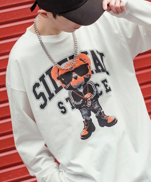 SIDEWAY STANCE(サイドウェイスタンス)の「【SIDEWAY STANCE】くまさん プリント ロンT(Tシャツ/カットソー・メンズ・イエロー/ブラック/ホワイト/サックスブルー/ブラック系1/ブラック系/ブルー系/ホワイト系/ホワイト系1/ライトグレー系1・LARGE/MEDIUM/SMALL/X-LARGE)」の11枚目の写真