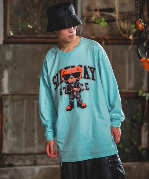 SIDEWAY STANCE(サイドウェイスタンス)の「【SIDEWAY STANCE】くまさん プリント ロンT(Tシャツ/カットソー・メンズ・イエロー/ブラック/ホワイト/サックスブルー/ブラック系1/ブラック系/ブルー系/ホワイト系/ホワイト系1/ライトグレー系1・LARGE/MEDIUM/SMALL/X-LARGE)」の18枚目の写真