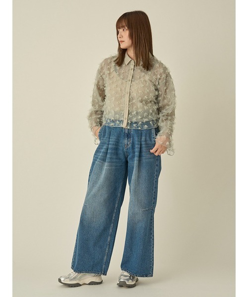 emmi（エミ）の「フラワーチュールブラウス（シャツ/ブラウス・レディース・アイボリー/ミント・FREE）」の8枚目の写真