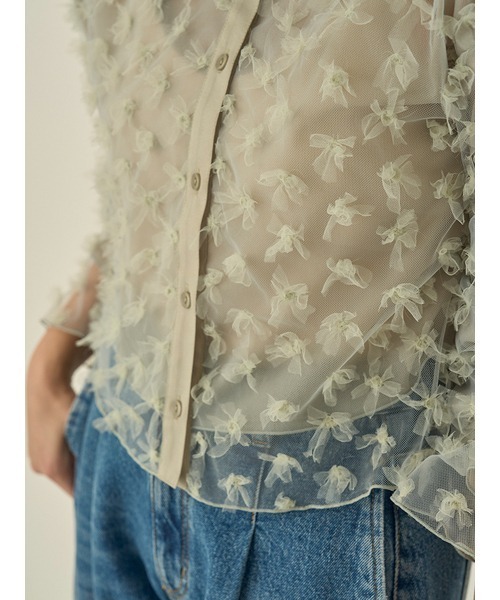 emmi（エミ）の「フラワーチュールブラウス（シャツ/ブラウス・レディース・アイボリー/ミント・FREE）」の10枚目の写真