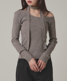 Choker Off Shoulder Knit / チョーカー付きオフショルダーニット