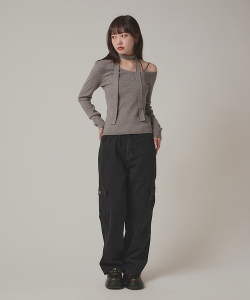 ポイントプレートチョーカーニット[品番：LINW0002480