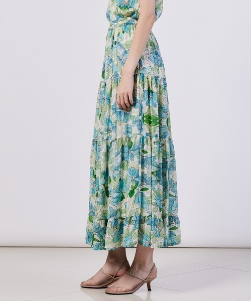 Sov.（ソブ）の「フラワーシフォンティアードスカート（スカート・レディース・サックスブルー・36/38）」の3枚目の写真